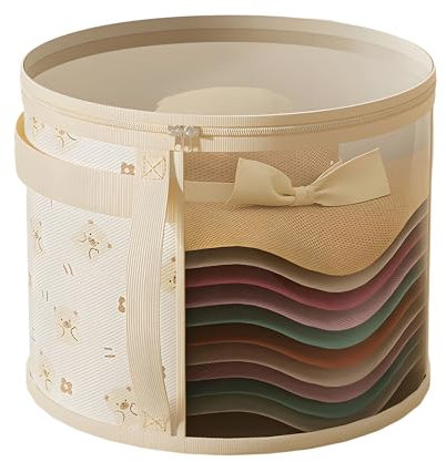 JISRKP Hat Boxes with Lids, 42x28cm Large Capacity Hat Storage Organizer for Travel, Wardrobe, and Church Events, Durable Fabric Ideal for Fashion Enthusiasts and Travelers