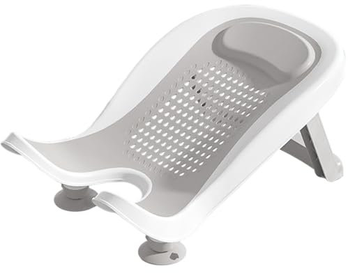 Lavabo para bebé con ventosa multifuncional portátil con patas plegables y soporte para glúteos ideal para bañera de encimera color gris.