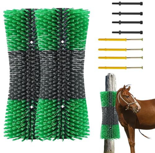 2 Pcs Kratzbürste Pferde für Vieh, Kuhbürste, Rinderkratzer, Pferdebürste Mähnenbürste, Wurzelbürste für Pferdepflege, Massagebürste zur Linderung von Juckreiz für Haustiere, Schafe, 19 * 43.7cm