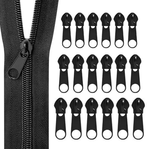 18 Pièces Tirettes de Réparation Fermeture Eclair, Clipsable en 3 Tailles, Réparation de Fermeture à Glissière Universelle Éclair, Couleur Noire - Pour Vestes, et Bagages Eclair Remplacemen