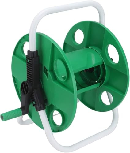 BREEZENEST Green Mobile Hose Reel Without Hose - Empty Hose Reel on Wheels, Free Standing 45x39x31cm Metal & PP Design for Garden, Patio, Yard, Driveway - Stable, Anti-Twist Guide