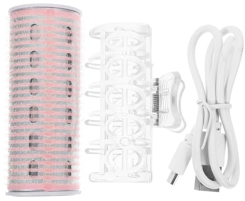 Gogogmee Bigoudis à Frange USB Rechargeables en Nylon Rose pour Femmes et Filles, Adaptés à Différents Types de Cheveux, Rouleaux Chauffants Temporaires pour Boucles Faciles