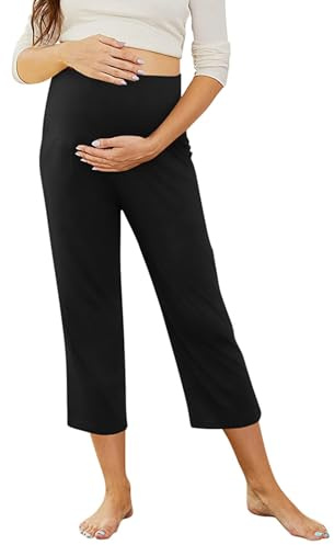 Générique Leggings de maternité 3/4 Courts Confortables et Opaques 3/4 Pantacourt Pantalon Grossesse Maternité