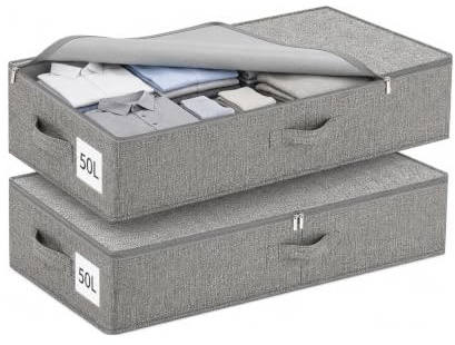 Underbed Storage Boxes with Zipped Lids, 17cm Tall Under Bed & Sofa Storage