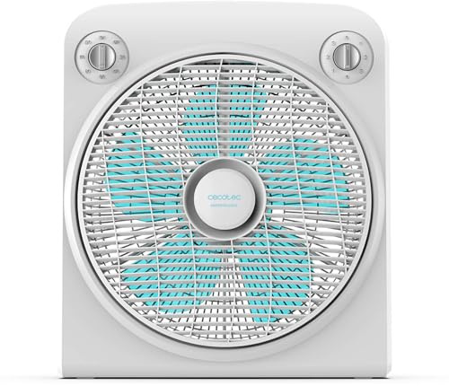 Cecotec Ventilador de Suelo Blanco EnergySilence 6000 Power Box Cool. Motor de Cobre, 50W, Diámetro 12 con 5 Aspas, Rejilla Giratoria, 3 Velocidades, Temporizador 2h, Uso Sencillo y Seguro