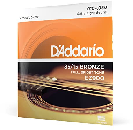 D'Addario Gitarrensaiten Westerngitarre | Gitarrensaiten Akustikgitarre | Saiten Westerngitarre | DER BELIEBTESTEN SAITENMARKE WELTWEIT | EZ900 | 85/15 Bronze | Extra Light (10-50)