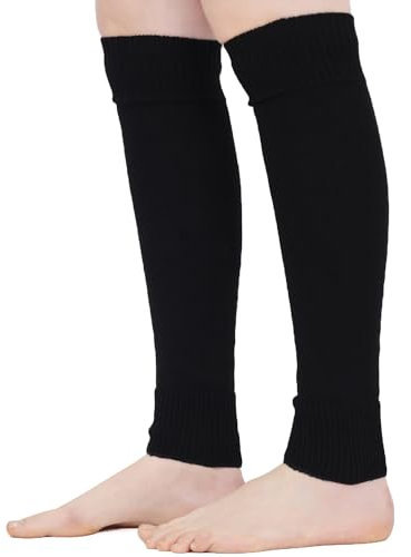 Mysocks Warme Stulpen Damen mit Wolle für Winter Flexibel Weich Beinstulpen Damen, Beinwärmer Kniestrümpfe wenn es Kalt ist, Schwarz