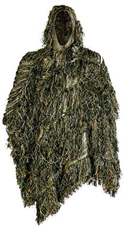 AUSCAMOTEK Ghillie Suit Poncho for Men Youth – Gilly Suit Cloak for Hunting Birdwatching Paintball Halloween – Green Camouflage