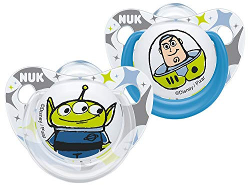 NUK Disney Pixar Toy Story Trendline Silikon-Schnuller, 0-6 Monate, 2 Stück, Buzz / Alien