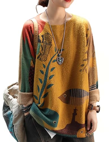 YESNO Womens Fall Oversized Sweaters Boho Pullover Sweater 2XL S01 CR19