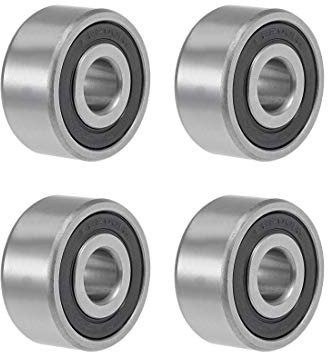sourcing map 4STK 62200-2RS Kugellager Rillenkugellager Bearing Skateboard Bearings Rollenlager Skateboard Kugellager Doppelt Geschirmter Chromstahl Z2 ABEC1 10 mm x 30 mm x 14 mm
