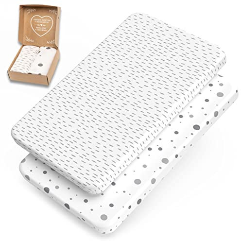 mimaDu - 2er Set Spannbettlaken Baumwolle Oeko-TEX 90x40 cm auch für 80x53, 83x50, 50x83, 90x45 - Spannbetttücher für mittlere Beistellbetten - Matratzenschoner für Beistellbett