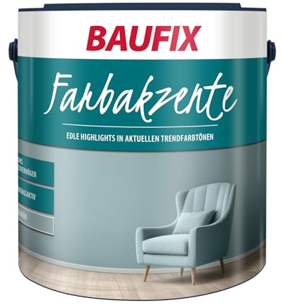 BAUFIX Farbakzente pergamentgelb, seidenmatt, 2.5 Liter, Bunte Wandfarbe, für Wände und Decken innen, lichtecht, strapazierfähig, hohe Deckkraft