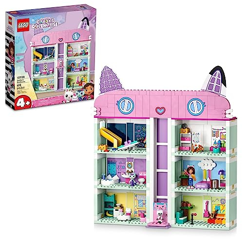 LEGO Gabby's Puppenhaus Bauspielzeug - Pretend Play Spielzeug Figuren & Spielsets für Mädchen & Jungen ab 4 Jahren - Geschenk für Weihnachten - 8 Zimmer Puppenhaus W/4 Minifiguren - 10788