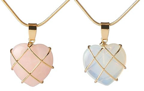 Liekadijiae 2 Collar de Cuarzo y Ópalo para Niñas Rosa, Accesorios de Joyería Regalo