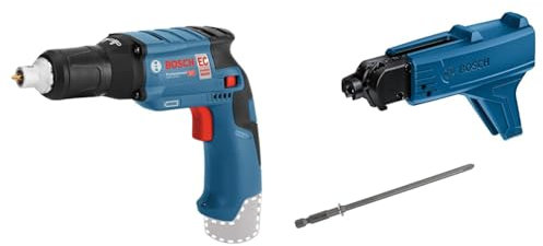 Bosch Professional System Akku Trockenbauschrauber GTB (ohne Akkus und Ladegerät, im Karton) 12 V-11 + GMA 55 Magazinaufsatz + Schnellbauschraube Feingewinde, S-F, 3,9 x 25 mm