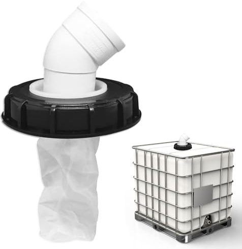 Riisoyu 163mm IBC Lid Filter Cover, Bow DN 75 45° Nylon with Washable IBC Lid Cover Plastic Ton Barrel Cover IBC Filter Hose Adapter for Rainwater Tank Barrel IBC Tank Container