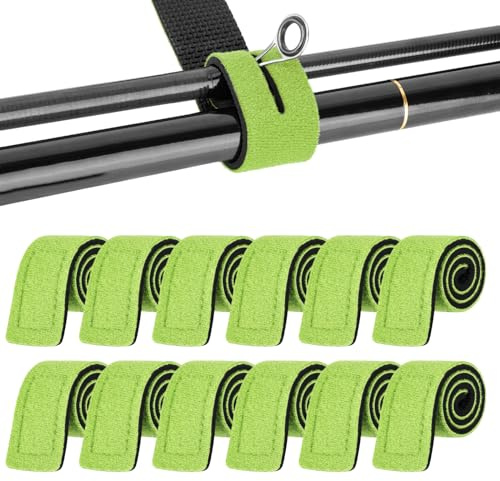 Annyswit 12 Pezzi Cintura per Canne da Pesca Elastica Regolabile Cravatte per Accessori Pesca Fascette Elastiche Cinghia Pesca Accessori Cintura per Il Fissaggio & la Protezione delle Canne da Pesca