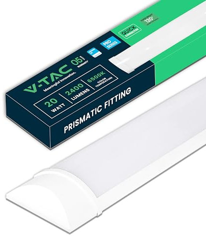V-TAC Pantalla LED Luminaria 60 CM - 20W - Chip Samsung - Lámpara Rectangular 2050 Lumen IP20 para Pared, Garaje, Tienda - Tubo LED - Plafón LED Lineal - Luz Blanco Frío 6500K