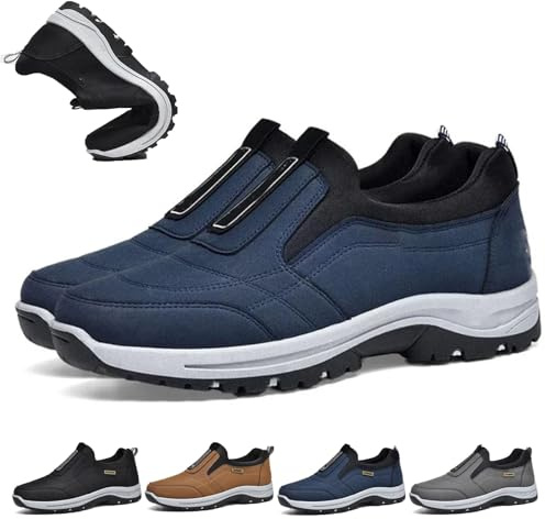 Daladder Walking Orthopedic Shoes,Men's Waterproof Breathable Orthopedic Walking Hiking Shoes Slip on Sneakers (Blue,12)