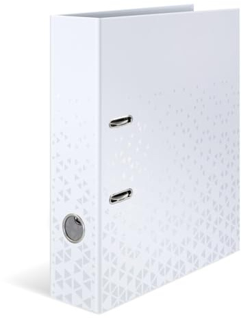 HERMA A4 Lever Arch File White, Pack of 5, 70mm Spine, Heavy Duty Folder with Pattern Motif, Glossy Finish & Inner Print, Kids Ring Binder, Archiving Folder & Storage File Organizer