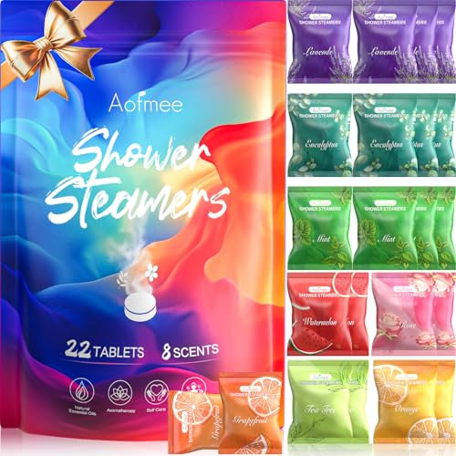 Aofmee Duschbomben, Geschenke für Frauen Weihnachten, 22 Stück 8 Düfte Shower Steamers Aromatherapie, Entspannung Geburtstagsgeschenk für Frauen Männer Freundin Mama, Kleine Adventskalender Füllung