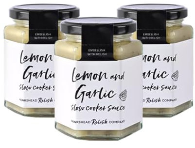 Hawkshead Lemon & Garlic Slow Cooker Sauce | 3 x 250g Jar | Zesty & Rich Sauce with White Wine, Garlic & Rosemary | Gluten-Free