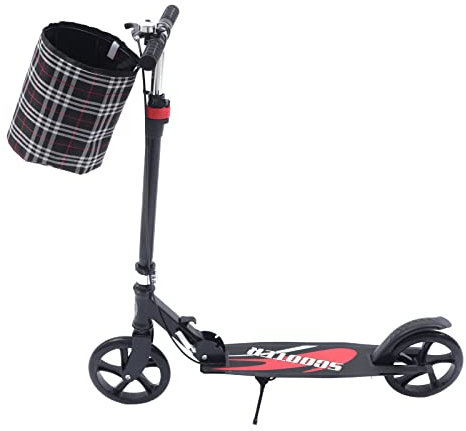 Susoso Klappbar Scooter, Cityroller Kickscooter mit Kapuze und Kontrolle Höhenverstellbar Laden260 lbs 200 breiter und Dicker für Erwachsene Schwarz