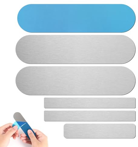 6stk Bande Magnétique Adhésive, 3 Tailles Bandes Magnétiques en Métal Autocollants Magnétiques Puissants pour Éclairage d'Armoire Plaque d'Immatriculation de Stationnement (2 Styles)