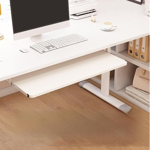 XDAPILMER Cassetto Estraibile for Tastiera del Computer, Vassoio for Tastiera da Scrivania, Cassetto con Piattaforma for Digitare, Cassetto Estraibile Ergonomico, for Casa E Ufficio(White,60x27cm)