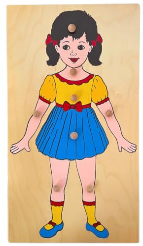 Puzzle Corpo Bambina in Legno Montessori – Gioco Educativo ad Incastro per Scoprire il Corpo Umano, Stimola Logica e Motricità, Regalo per Bambini 3-6 Anni