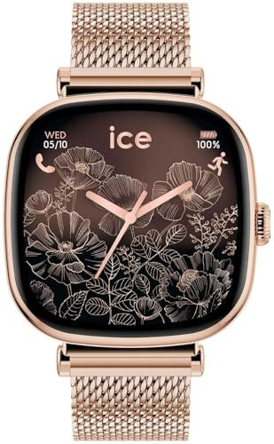 ICE-WATCH - Ice Smart 2.0 Rose-Gold Milanese - Montre connectée carrée Rose-Gold pour Femme avec Bracelet en Acier Inoxydable - 025233 (1.70 Pouces)