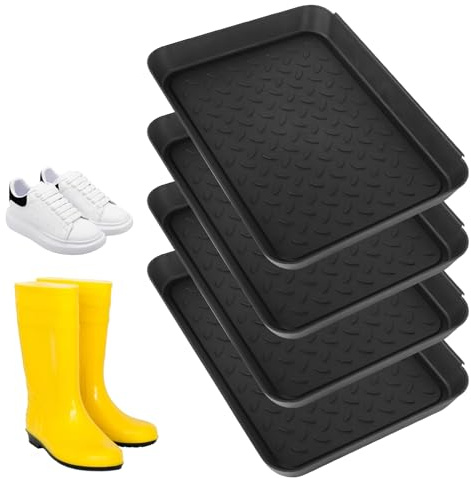 4 set skodroppbricka skobricka skomatta droppmatta med upphöjda | 35 x 27,5 x 3 cm kant skoförvaring plast skobricka för skor regn höst vinter