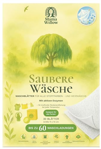 Mama Willow Detersivo Naturale in Fogli per Bucato(30): Formula Concentrata e Senza Sprechi – Tensioattivi di Origine Vegetale ed Enzimi – Senza Parabeni, Fosfati e Sbiancanti – Profumazione Delicata