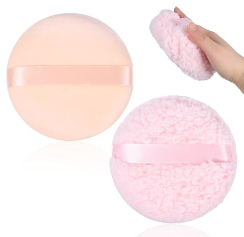 Yuomeaz 2 Set Puderquaste 13 cm Große Körperpuderquaste, Weicher Waschbarer Flauschiger Make-up Schwamm für Frauen