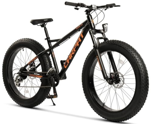 PVY Fatbike 26 pouces pour adultes, pneus à graisse de 4,0 pouces, 2 x 8 vitesses, VTT rigide en aluminium 6061 avec fourche de suspension de 80 mm et freins à disque de 160 mm, VTT tout-terrain, noir
