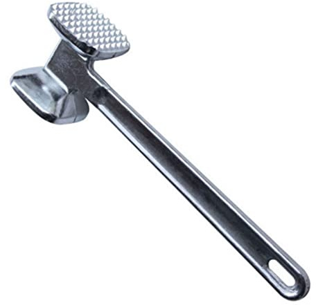 Generic Kötthammare Ergonomisk Köttklubba Verktyg för Mörning Av Kött - Premium Aluminiumlegering Steak Pounder, Silver, 9,4x2,6in