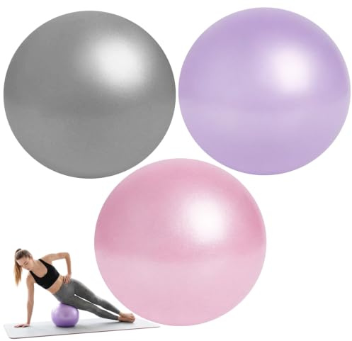 Gymnastikboll, liten pilatesboll, 25 cm, 3 stycken yogabollar, pilatesboll med uppblåsbart sugrör, gymnastikbollar, träningsboll, gymboll, liten gymnastikboll för hem, fitness, balansträning