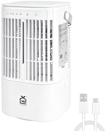 Ventilador nebulizador portátil de 25,8 cm, uso por USB con conexión a corriente, 3 velocidades de viento, aspas orientables, depósito inferior de 900 ml, luz RGB, para uso en el hogar o la oficina.