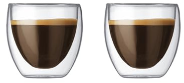 Bodum 2.5oz Pavina Double Wall High-Heat Borosilicate Glass, Set of 2, Clear