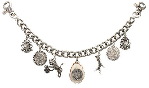 Alpenflüstern Trachten-Charivari Victor - Hochwertiger Herren-Trachtenschmuck mit Trophäen-Anhängern für die Lederhose, echtes Hirschhorn, (antik-silber-farben) HCH026