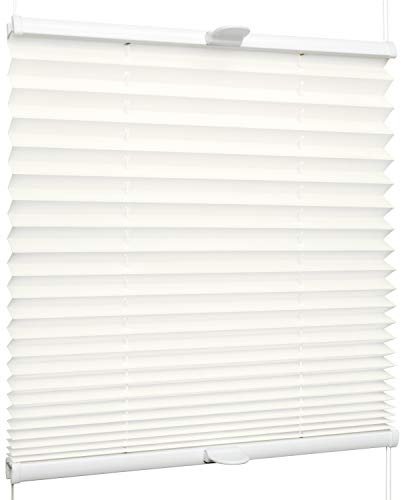 SchattenFreude Klemmfix-Plissee für Fenster | Mit Klemm-Haltern | Ohne Bohren | Naturweiß, Breite: 135cm x Höhe: 130cm