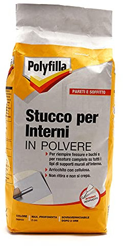 POLYFILLA STUCCO PER INTERNI, per riempimento e rasature in Polvere, BIANCO 5KG