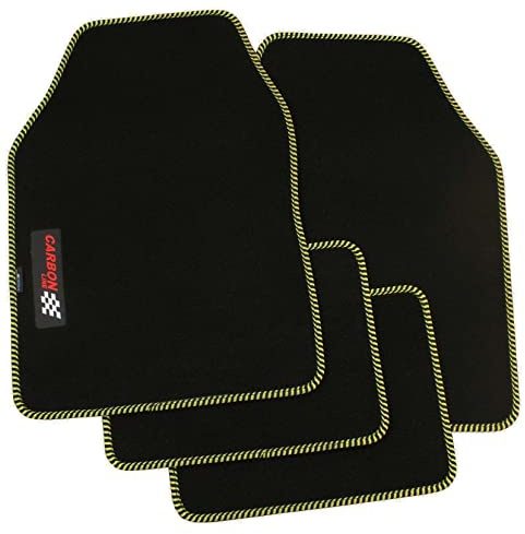 PETEX Carbon Autoteppich Universal 4-teilig schwarz/gelb