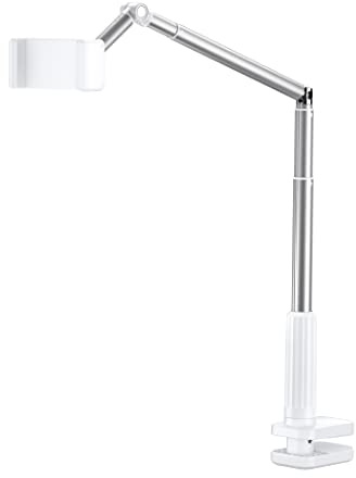 JSAUX Supporto per telefono per scrivania e letto, supporto flessibile per telefono universale 360 pigro lungo braccio morsetto clip supporto per telefono per tavolo comodino compatibile con iPhone 14