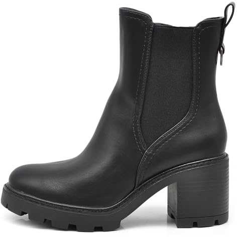 IF Fahion Scarpe Tronchetti Stivali Stivaletti Da Donna Tacco Medio Elastico 6651 Nero N.39