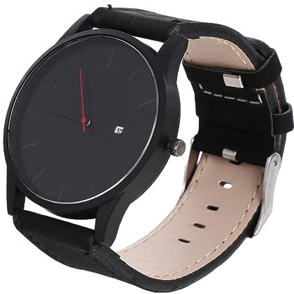 PRETYZOOM Herren-quarz-armbanduhr Vintage-quarzuhr Lässige Modeuhr Kalender Schwarzes Zifferblatt Schwarzes Band