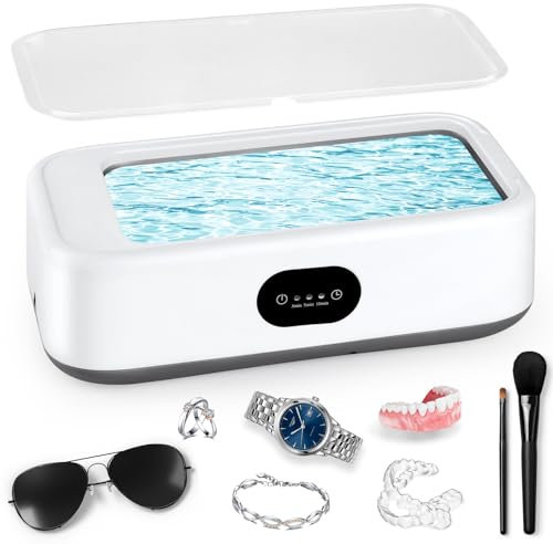 Limpiador Ultrasonidos 49000Hz, Limpiador de Gafas 640ML, Dentaduras Ultrasonidos con 3 Modos de Limpieza Temporizador, para Gafas Joyas Relojes Dentaduras Razots