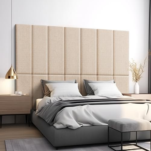 [neu.haus] Wandkissen Carpino 2er Set 90 x 30 cm Wandpolster Textil Beige Wandpaneele gepolstert Kopfteil für Bett Polsterpaneel zum Kleben