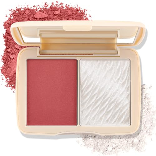 Boobeen 2 Couleurs Fard à Joues Highlighter Contour Makeup Palette, Fard à Joues Contouring Palette Mat et Shimmer, Fard à Joues Poudre Visage Blusher Highlight Bronzer Shade